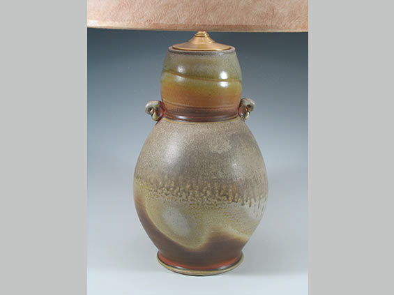 Wood Fired Lamp, with tan shade