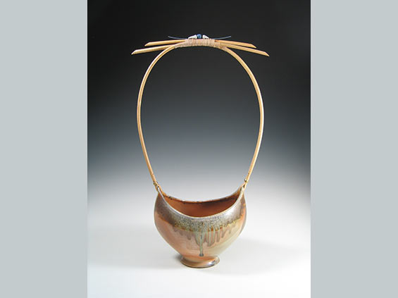 Basket, with cane & reed handle